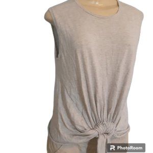White+Warren Organic Cotton Knot Front Sleeveless Fine Gauge Sweater